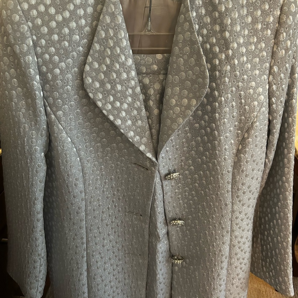 Silver Long Sleeve Notched Collar Dress for Wedding Guest